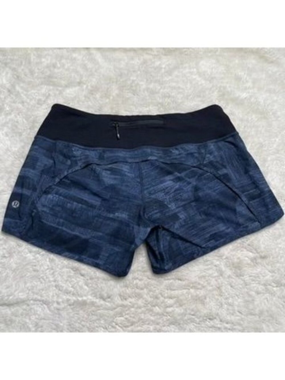 Lululemon Run Times Short 4" Size 6 Blue Transition Multi Midnight Navy Black